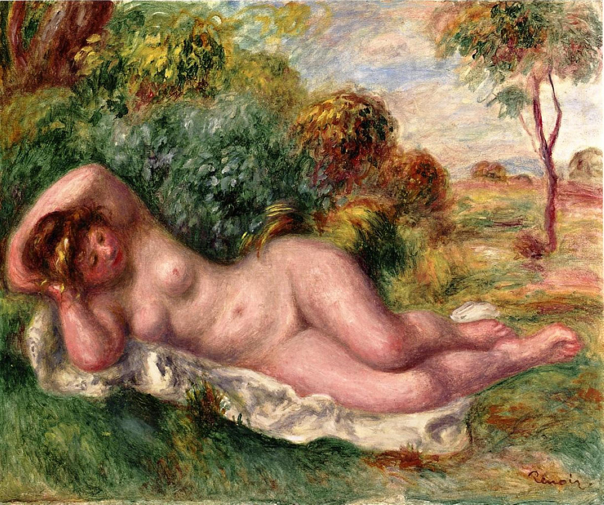 Reclining Nude (The Bakers Wife) - Pierre-Auguste Renoir painting on canvas